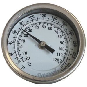 Thermometer Stainless Steel - 3" Analog - 2" Probe